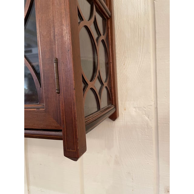 Wood Antique Mahogany & Glass Regency Wall Cabinet For Sale - Image 7 of 16