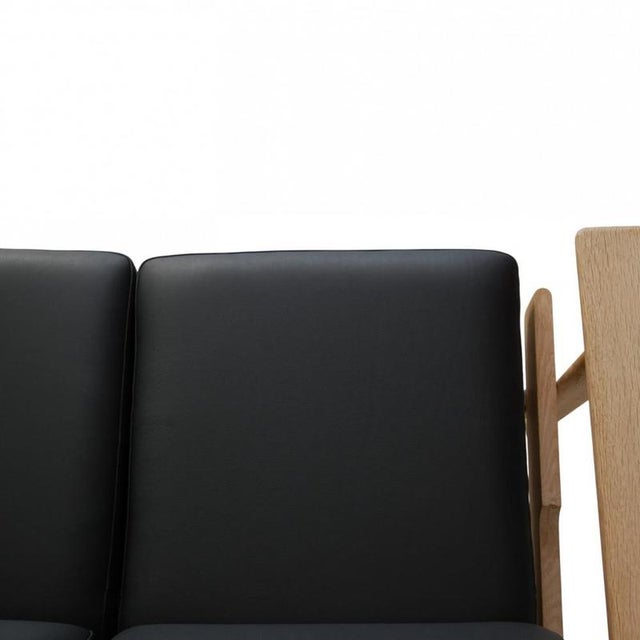 Black GE290 3-Seater Sofa in Black Leather and Soap-Treated Oak by Hans J. Wegner, 1990s For Sale - Image 8 of 18