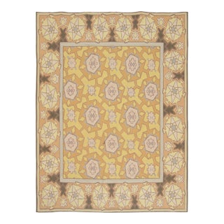 Vintage Bessarabian Kilim in Pink and Yellow Geometric Pattern For Sale