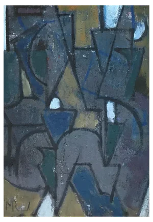 M.R., Abstract Composition, Oil on Canvas