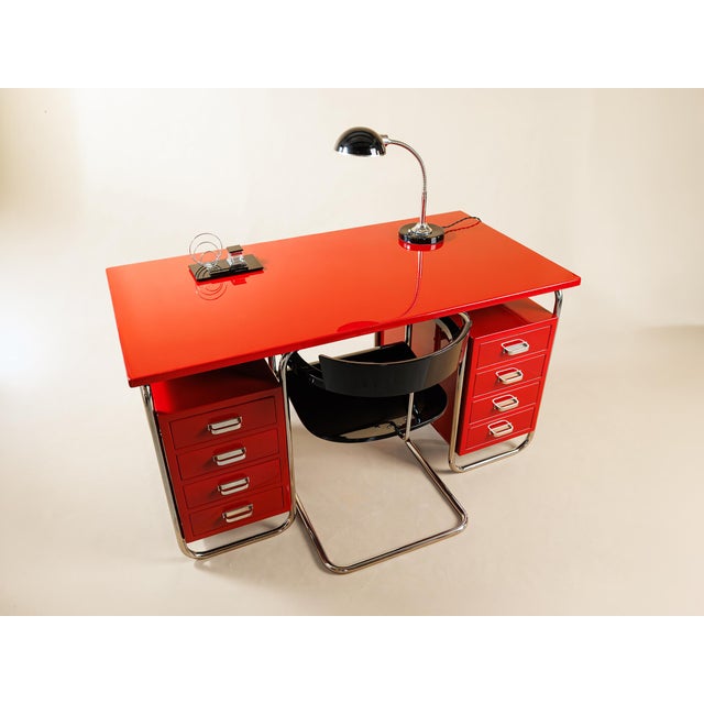 Wood Writing Desk with Auxiliary Table, 1920s, Set of 2 For Sale - Image 7 of 8