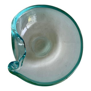 MCM Light Blue Art Glass Ashtray Bowl Catchall For Sale