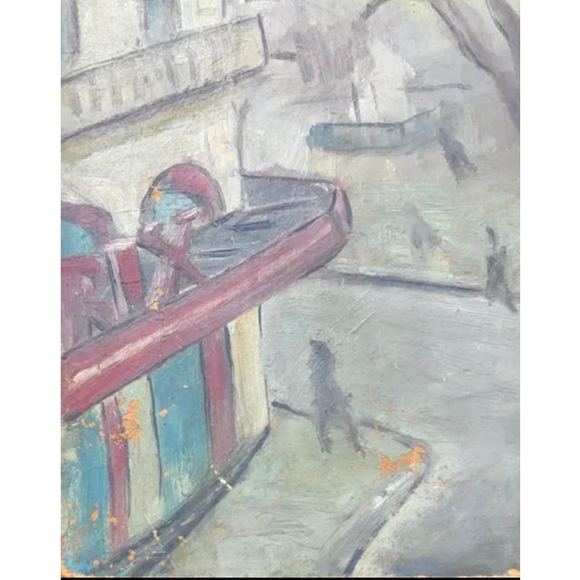 Early Paris, France Oil Painting of Monoprix Store and a Park For Sale - Image 4 of 7