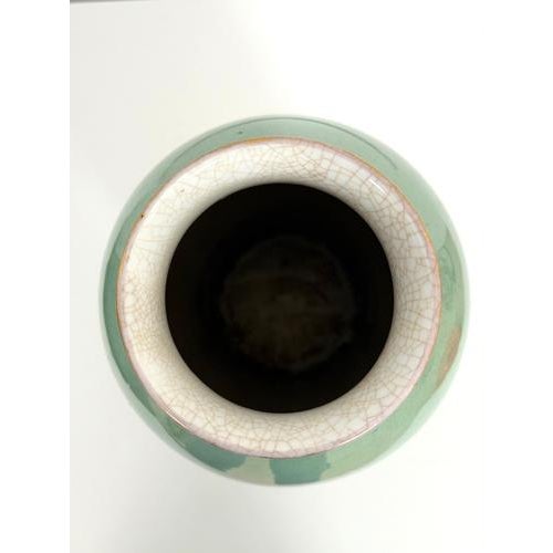 Rosenthal Large Jade Green Crackle Glaze Porcelain Vase from Rosenthal Selb, 1930s For Sale - Image 4 of 12