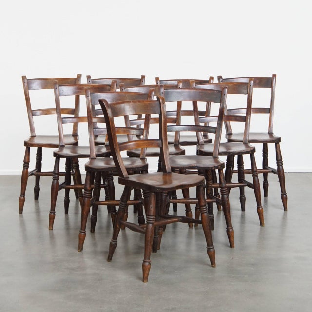 Antique English Oxford Dining Chairs, Set of 10 For Sale - Image 14 of 14