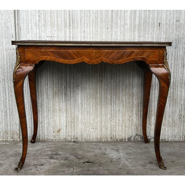 Early 20th Century French Marquetry Bronze Ormolu Mounted Center or Desk Table For Sale - Image 17 of 18