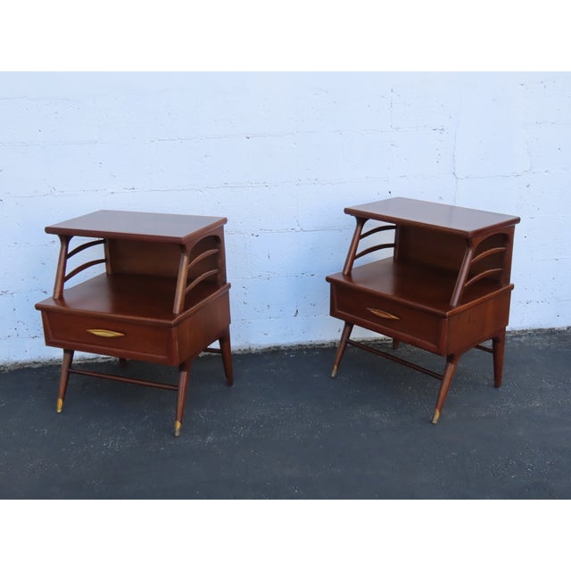 Mid-Century Modern Kent Coffey Mid Century Modern Nightstands End Side Tables a Pair 6904 For Sale - Image 3 of 18
