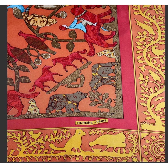1980s Hermès Silk Scarf Early America by Françoise De La Perrière. 1984 For Sale - Image 5 of 7