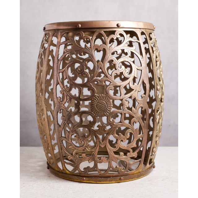 Chinoiserie 1960s Chinoiserie Brass Stool For Sale - Image 3 of 11