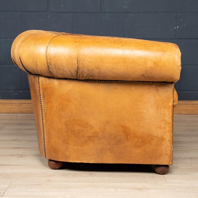20th Century Dutch Two Seater Sheepskin Leather Sofa For Sale - Image 4 of 18