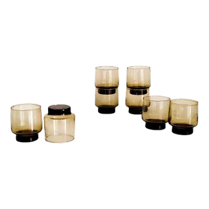 1970s Libbey Glass Tawny Accent Old Fashioned Lowball Tumblers, Set of 8