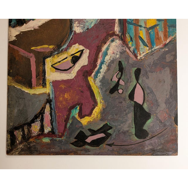 Mid-Century Biomorphic Surrealist Impasto Oil Painting, Unsigned, C. 1940s For Sale - Image 4 of 4