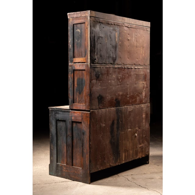 Antique Monumental Industrial Hardware & Parts Cabinet For Sale - Image 4 of 11