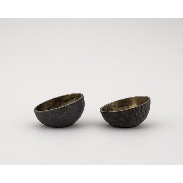 Charcoal Brutalist Brass Bowls with Gilded Interior, 1960s, Set of 2 For Sale - Image 8 of 18