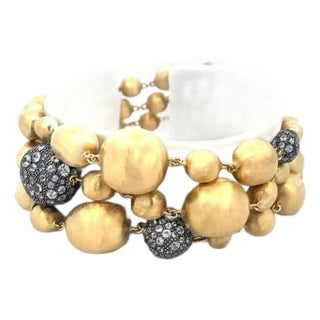 Marco Bicego Africa Gold Bead Bracelet Gemstone 18k Two Tone 3 Strand For Sale