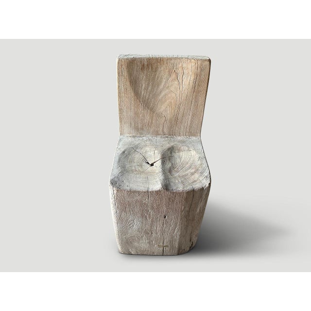 Contemporary Andrianna Shamaris Sculptural Solid Teak Wood Chair For Sale - Image 3 of 6