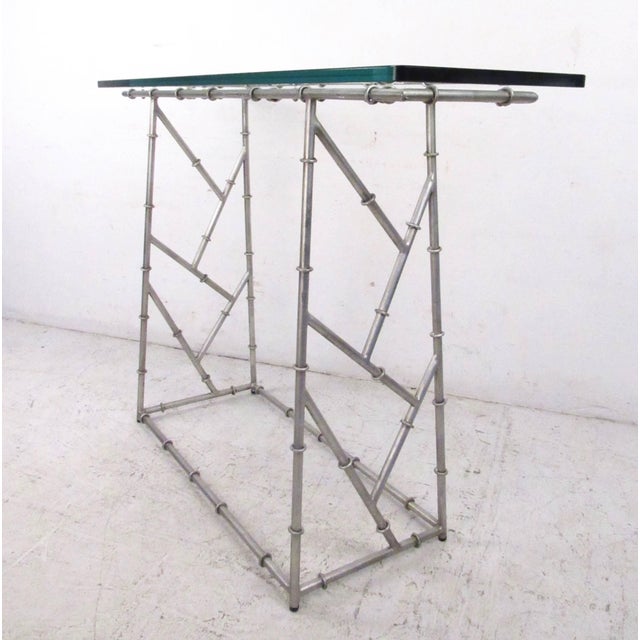 Industrial Metal Faux Bamboo Console Table For Sale - Image 4 of 8