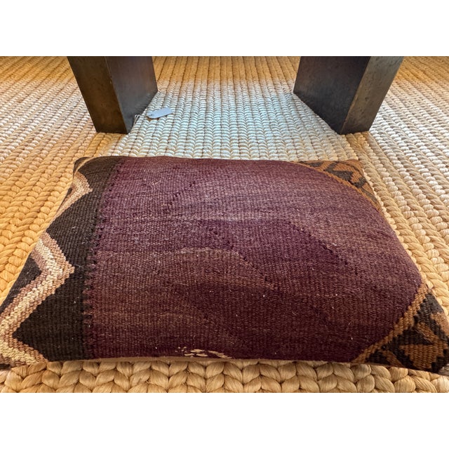 Rustic Vintage Rustic Kilim Pillow in Eggplant and Brown For Sale - Image 3 of 10
