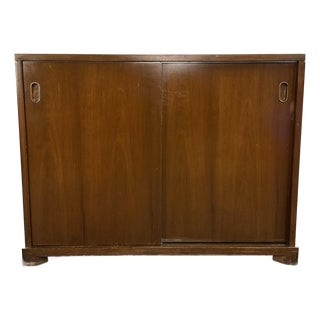 Mid 20th Century John Widdicomb Sliding Door Walnut Sideboard Chest For Sale