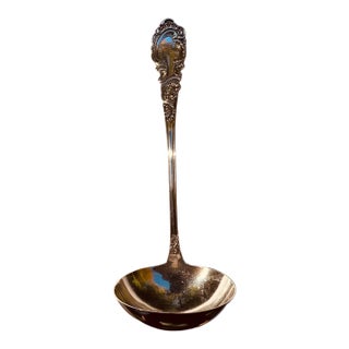 Antique Rogers & Hamilton Silverplate Ladle, Heavy Rococo Scroll Handle For Sale