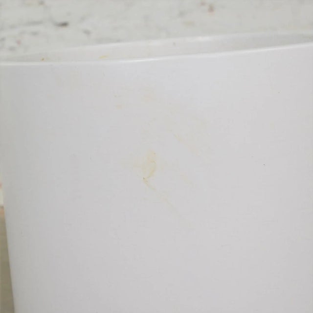 Vintage Mid Century Modern Architectural PotteryWhite Cylindrical Pot For Sale - Image 11 of 12