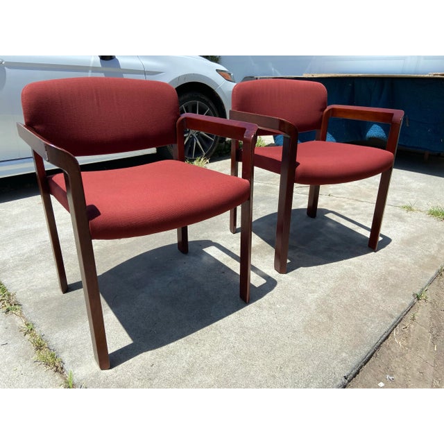 Vintage Stow & Davis upholstered arm accent chairs with wooden frame , some scuffs in good vintage condition see pictures...