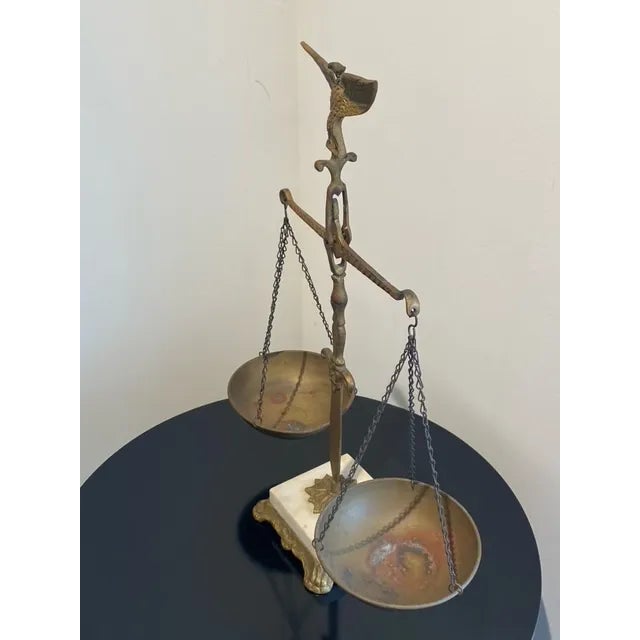 Originally housed in an attorney's home office this beautiful brass and marble scale is looking for a new home. The eagle...