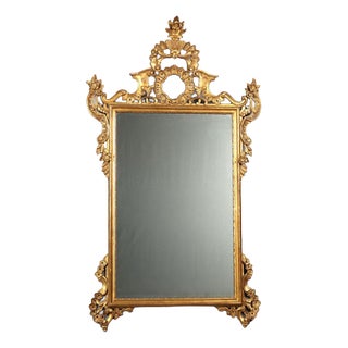 Mirror with Carved and Gilded Wooden Frame For Sale