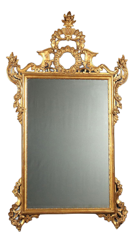 Mirror with Carved and Gilded Wooden Frame