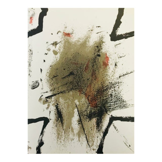 1968 Tapies Original Lithograph Dm04175 Derriere Le Miroir For Sale