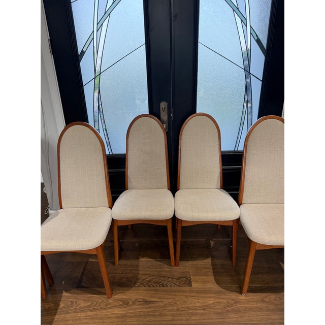 Wood Set of 8 Benny Linden Solid Teak Dining Chairs | Danish Modern | Original Upholstery | 2 Armchairs & 6 Side Chairs For Sale - Image 7 of 13