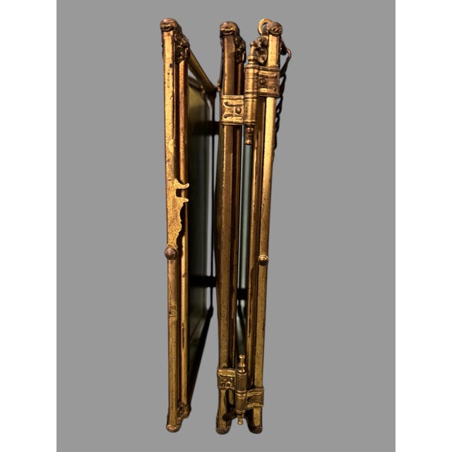 Early 20th Century Antique Victorian Triple Tri Fold Folding Vanity Dresser Top Traveling Mirror For Sale - Image 5 of 9