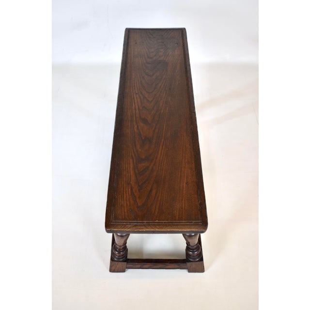 Burnt Umber English Jacobean Revival Style Oak Bench For Sale - Image 8 of 9