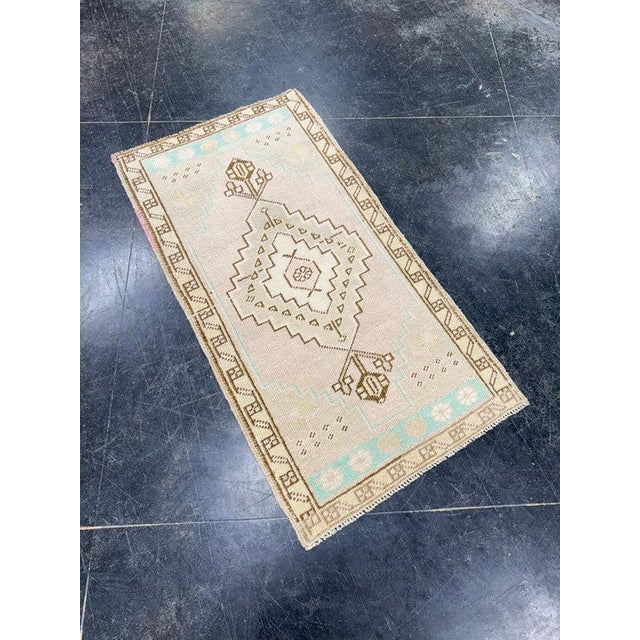 Early 21st Century Turkish Mini Rug Oriental Hand Knotted Vintage Rug 1'8" x 3'1" #17057 For Sale - Image 5 of 8