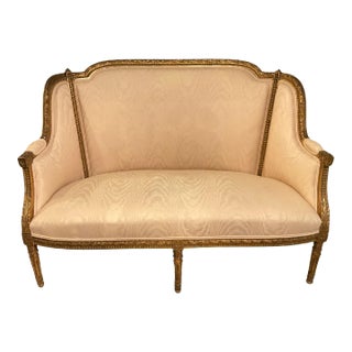 1870 s French Gilt Wood Louis XVI Settee For Sale