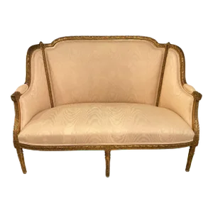 1870 s French Gilt Wood Louis XVI Settee