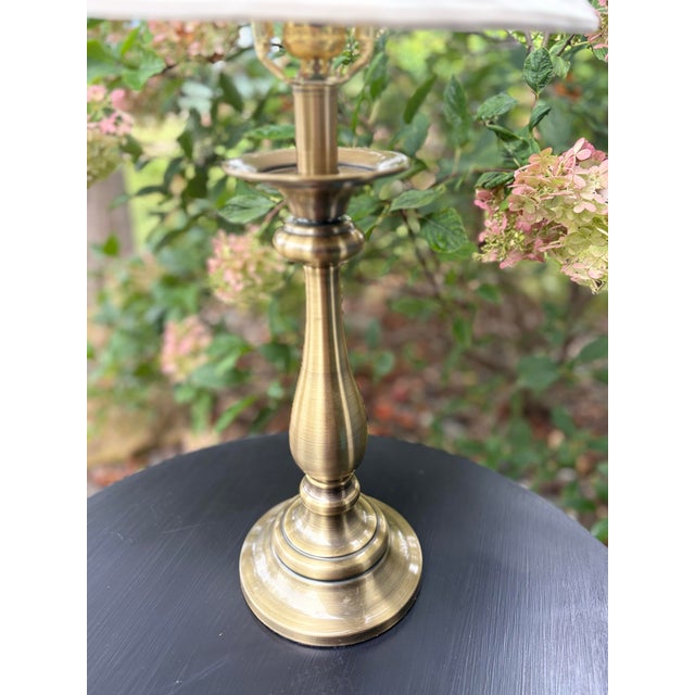 Stiffel Vintage Stiffel Brass Table Lamp With Ivory Bell Shade For Sale - Image 4 of 5