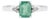 Natural Emerald Octagon Cut Engagement Ring With Diamond Accents in 925 Silver- Size 6.5 For Sale