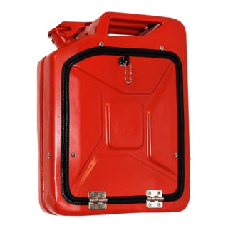 Danish Fuel Red Bar Cabinet For Sale