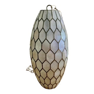 1970s Mid-Century Capiz Shell Swag Lamp For Sale