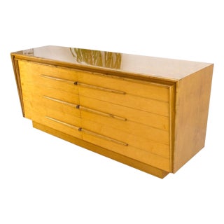 Lacquered Blond Birch 6 Drawer Swedish Mid-Century Modern Dresser Credenza Mint For Sale