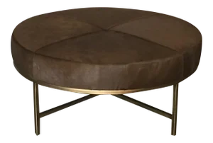 Design Frères "Tambour" Brass and Hide Ottoman