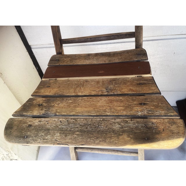 Rustic Folding Wooden Chair 1950s For Sale - Image 12 of 16
