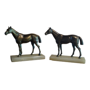 Early 20th Century Bronze Horses Bookends - A Pair