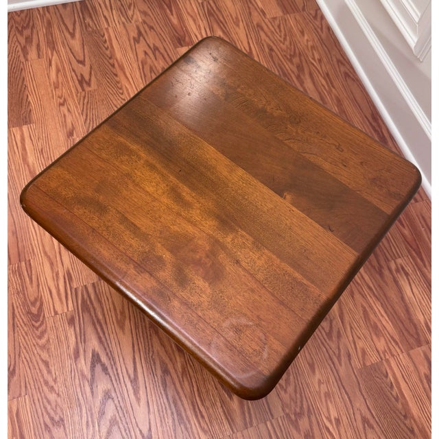 Vintage Ethan Allen Classic Neoclassical Solid Maple & Live Birch Square Pedestal Side Table For Sale - Image 9 of 12