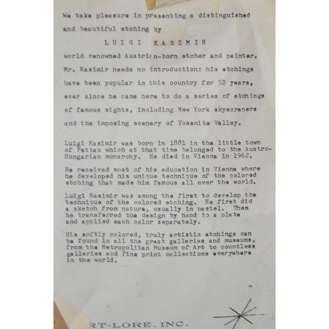 Luigi Kasimir (1881-1962) "Persenbeug Castle" Estate Signed Etching W/ Aquatint C.1929 For Sale - Image 9 of 10