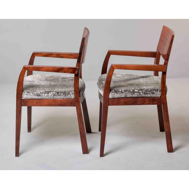 Pair of Art Deco Style Mahogany Armchairs For Sale In Detroit - Image 6 of 12