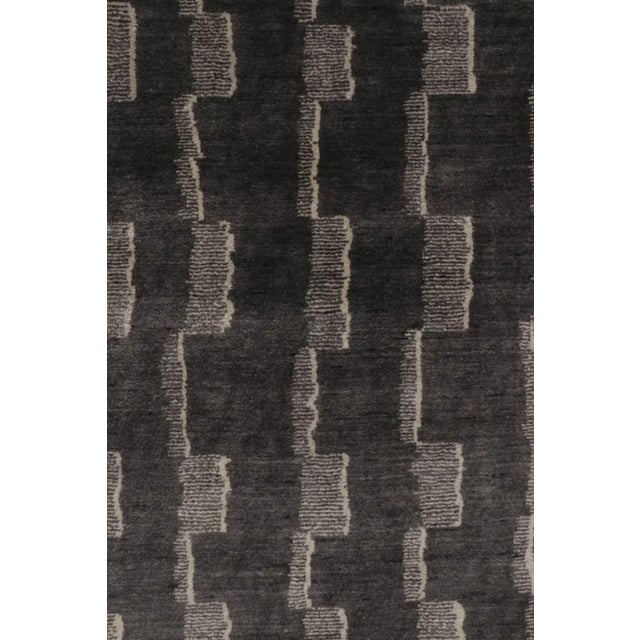 Black Rug & Kilim's Art Deco Style Rug in Mohair With Black & Gray Geometric Design For Sale - Image 8 of 11