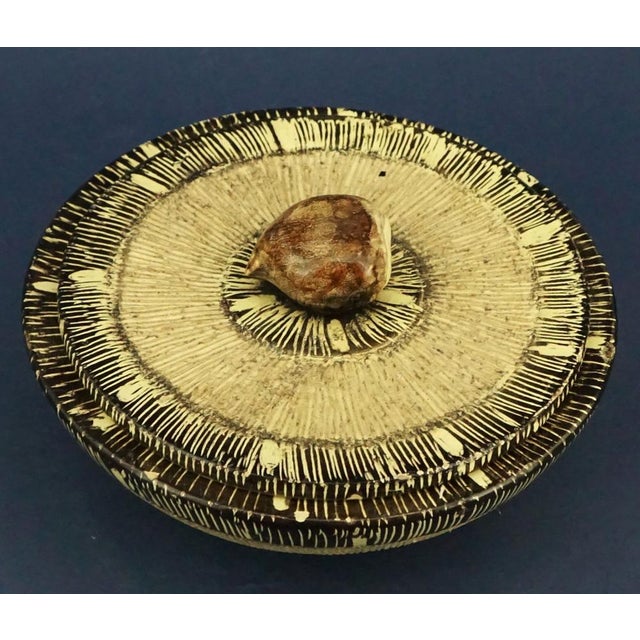 Gold Italian Futuristic Glazed Ceramic Bon Bon Holder by Nicolaj Diulgheroff for MGA of Albisola, 1920s For Sale - Image 8 of 18