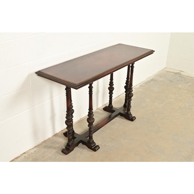 Berkey & Gay Berkey & Gay Style Antique English Jacobean Carved Walnut Console Table or Server, Circa 1920s For Sale - Image 4 of 10
